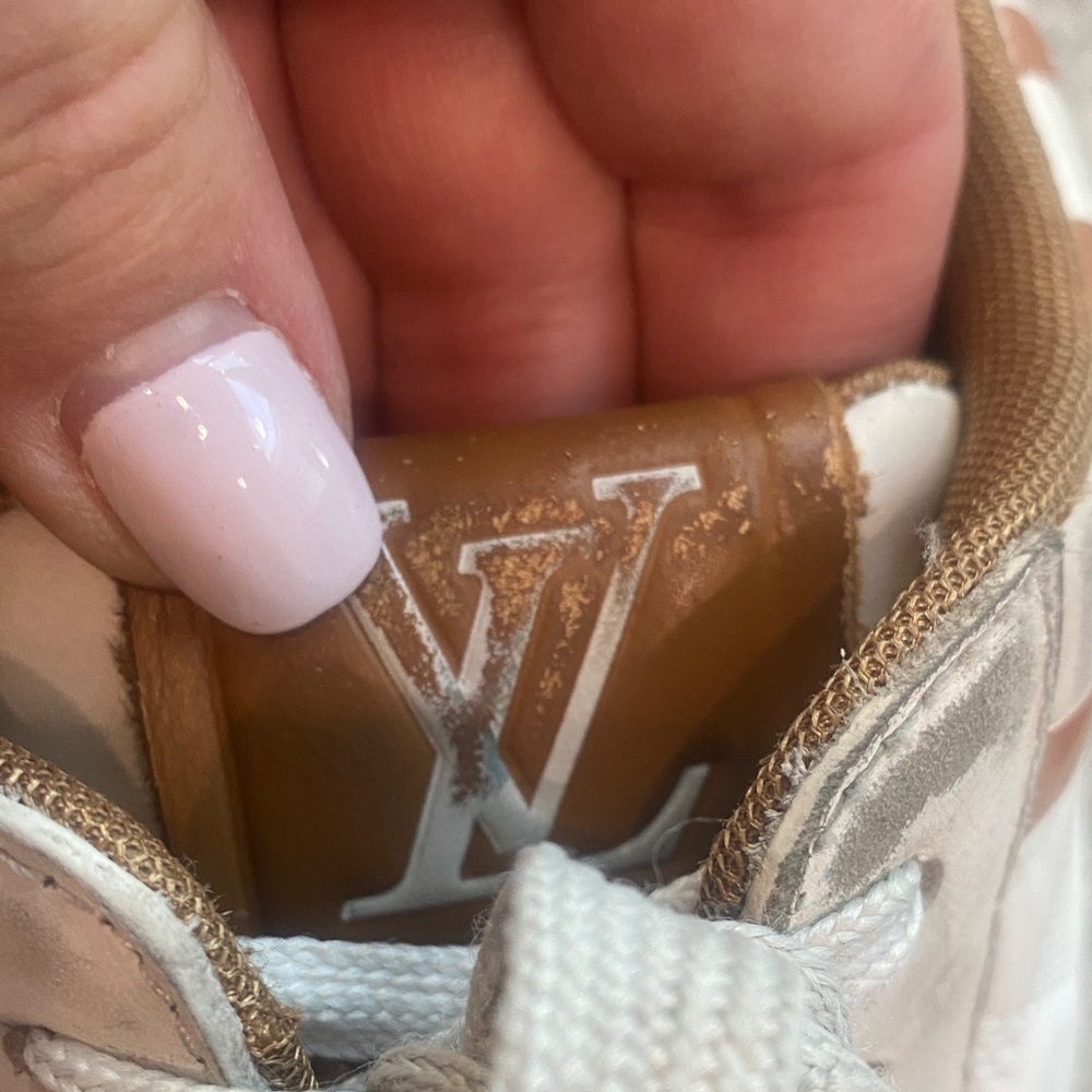 Louis Vuitton Men's White and Brown Logo Sneakers - Picture 8 of 11
